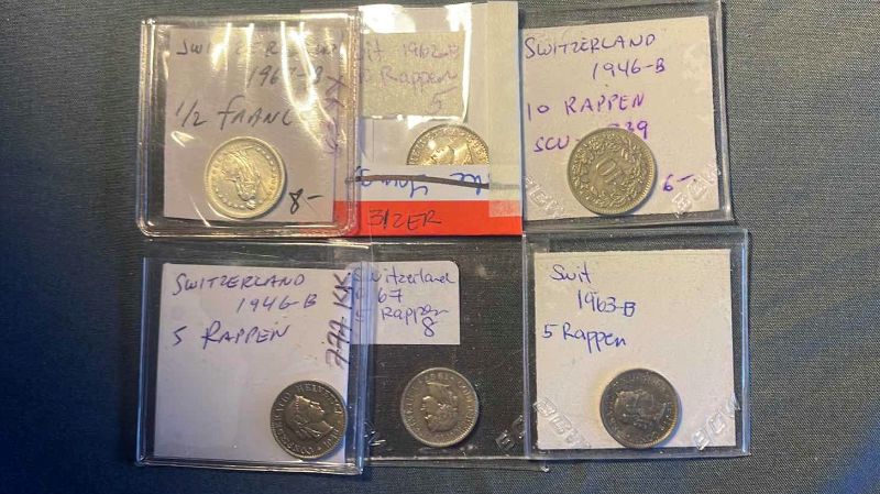 Photo 1 of 6 SWITZERLAND VINTAGE COLLECTOR COINS