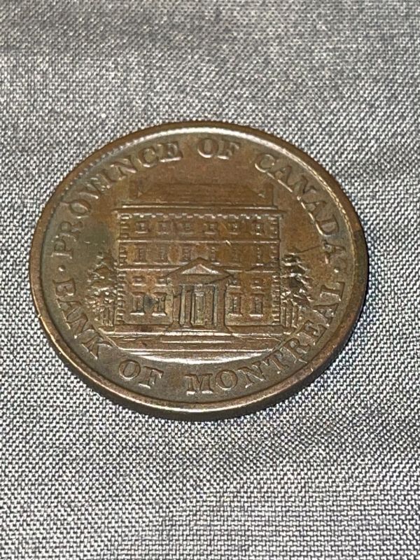 Photo 2 of 1842 LOWER CANADA BANK OF MONTREAL 1/2 PENNY COIN