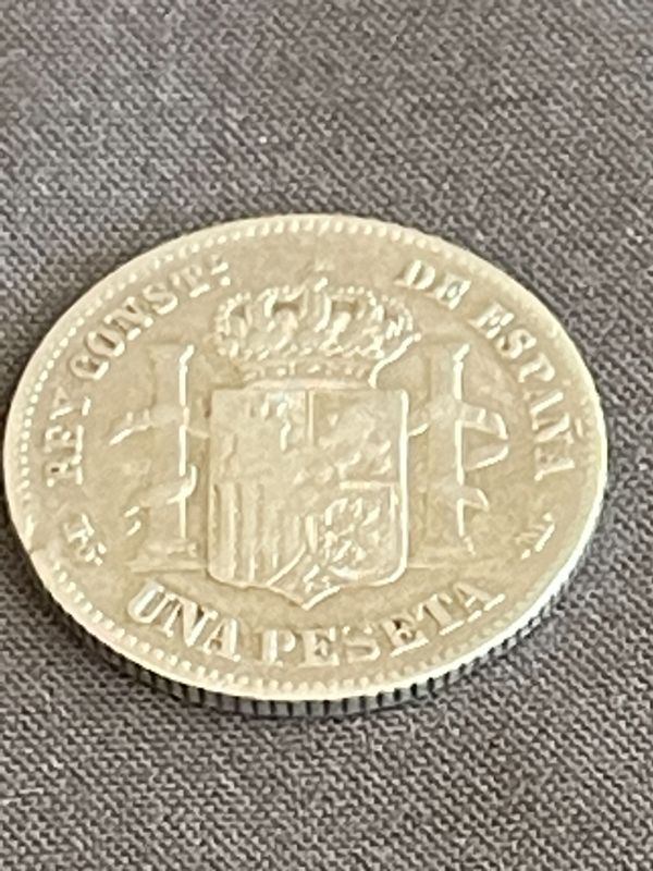 Photo 2 of 1882 SPANISH A.S.M. PESETA COIN