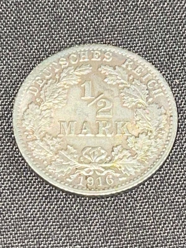 Photo 1 of 1916-A GERMAN 1/2 MARK COIN