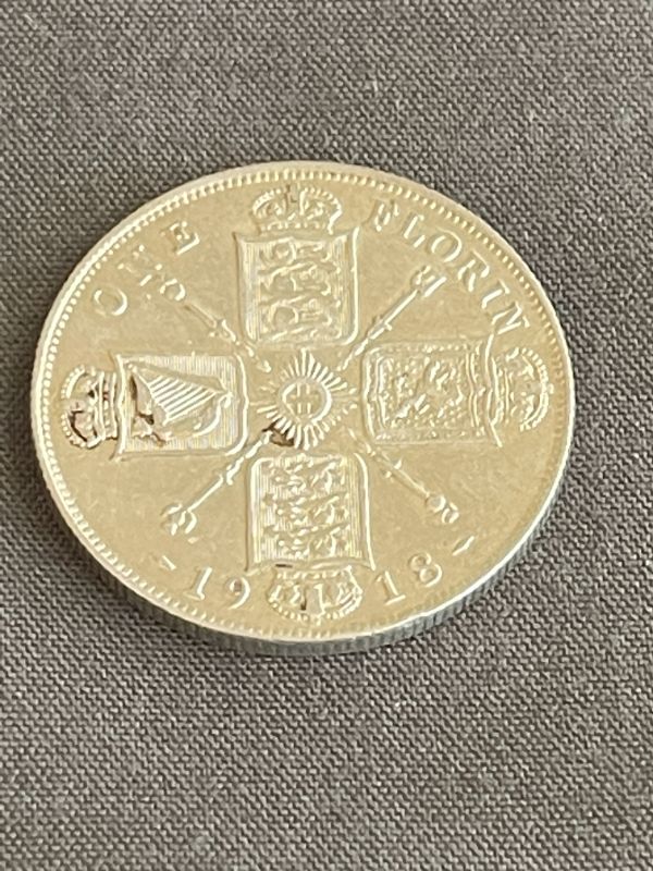 Photo 2 of 1918 GREAT BRITAIN 1 FLORIN COIN