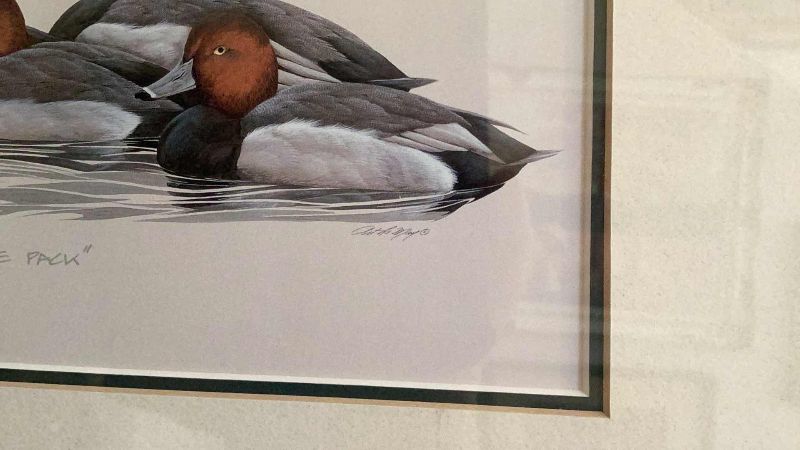 Photo 3 of THREE VINTAGE DUCK PRINTS ART LAMAY 15” X H 10” $250 EACH