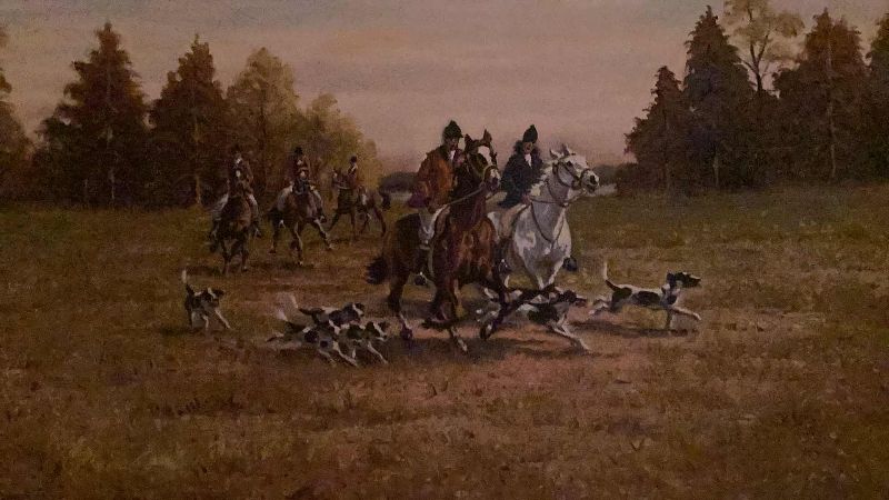 Photo 2 of W. WALLERN RARE EQUESTRIAN HUNTING ORIGINAL OIL PAINTING 44” X H 32”