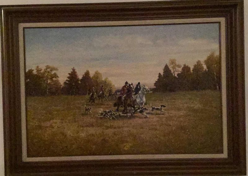 Photo 1 of W. WALLERN RARE EQUESTRIAN HUNTING ORIGINAL OIL PAINTING 44” X H 32”