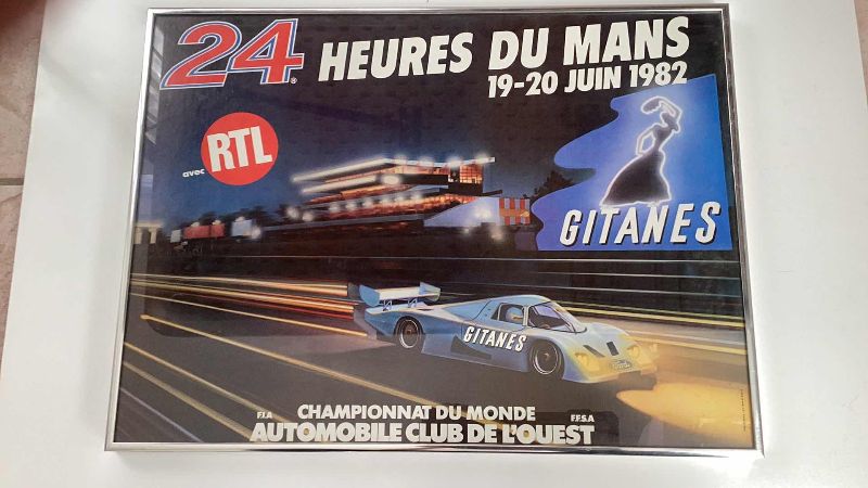 Photo 2 of VINTAGE 24 HOUR LE MANS GITANES PRINT 21” X H 16”