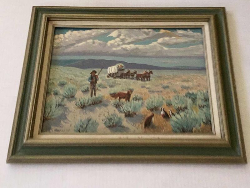 Photo 1 of HANSETH COWBOY ON THE RANNGE OIL PAINTING 21” X H 17”