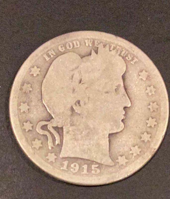 Photo 1 of 1915 UNITED STATES BARBER QUARTER DOLLAR