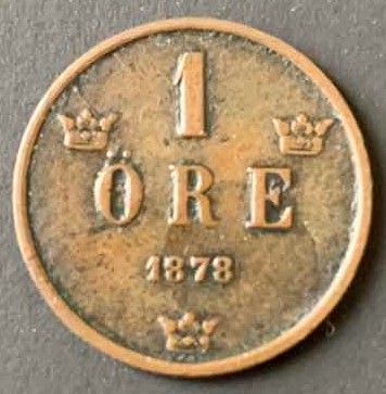Photo 2 of 1878 SWEDEN 1 ORE