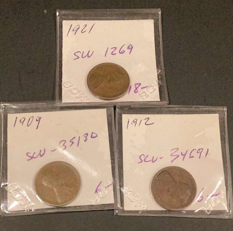 Photo 1 of 3 UNITED STATES LINCOLN PENNIES 1909,1912,1921