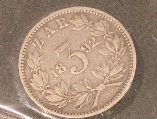 Photo 2 of 1892 SOUTH AFRICA SILVER 3 SHILLING COIN 