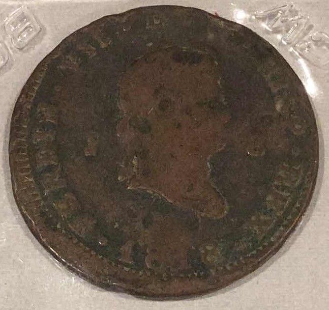 Photo 1 of 1818 SPAIN 8 MARAVEDIS COIN 