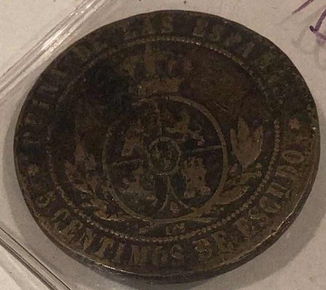 Photo 2 of 1867 SPAIN 5 CENTIMES 