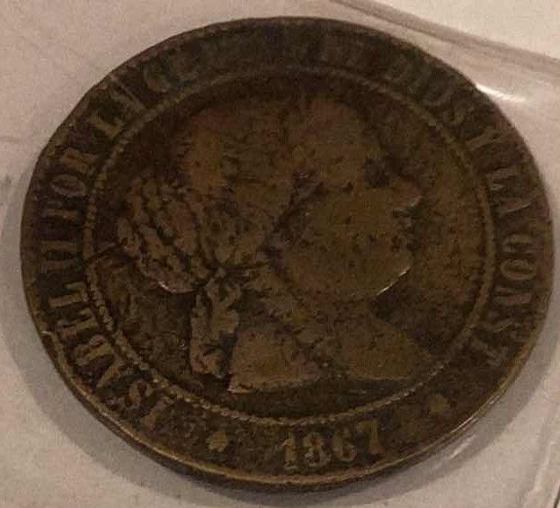 Photo 1 of 1867 SPAIN 5 CENTIMES 