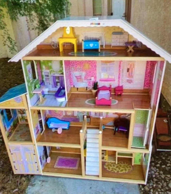 Photo 3 of JOYMOR 48” LARGER WOODEN DOLLHOUSE KIT WITH ACCESSORIES 