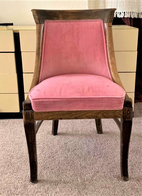 Photo 1 of VINTAGE 19th CENTURY ARMLESS OCCASIONAL CHAIR W PINK VELVET FABRIC 22” x 20” x H35”