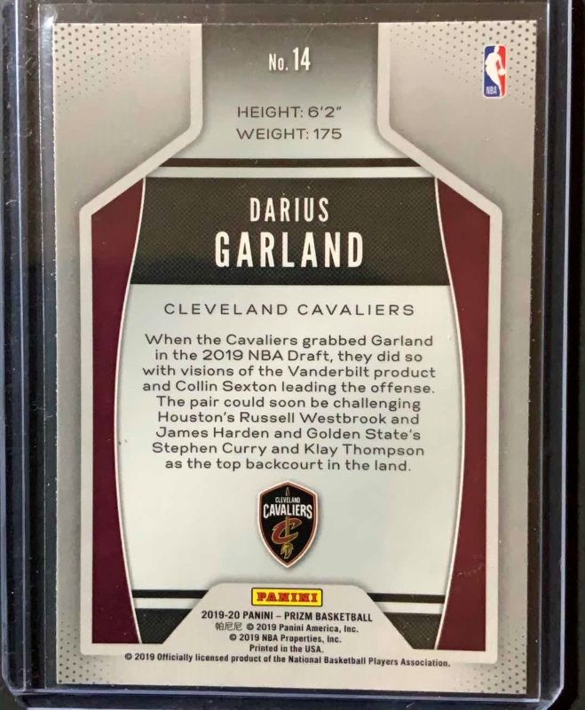 Photo 2 of 2019 ROOKIE CARD 2019 PRIZM IMPACT DARIUS GARLAND