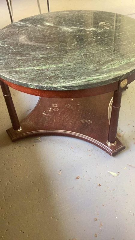 Photo 2 of VINTAGE STONE TOP TABLE 29” CIRCUMFERENCE
