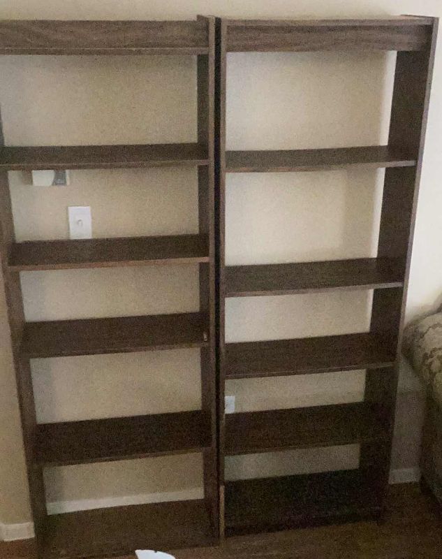 Photo 1 of SET OF 3 WOODEN SHELVING UNITS 24” X 10 H 71”