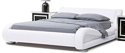 Photo 3 of ZURI CONTEMPORARY WHITE MARLO LEATHER PLATFORM BED 90 x 103” x H30.5” (FITS CAL KING MATTRESS) MATTRESS SOLD SEPARATELY