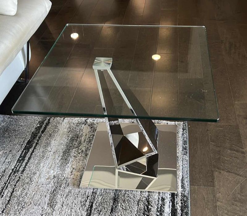 Photo 7 of CONTEMPORY SIERRA END TABLE W 1/2" TEMPERED GLASS AND POLISHED STAINLESS-STEEL BASE (W 23.5" x D 23.5" x H 20")