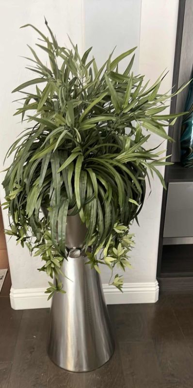 Photo 1 of FAUX PLANT IN CHROME VASE H4’