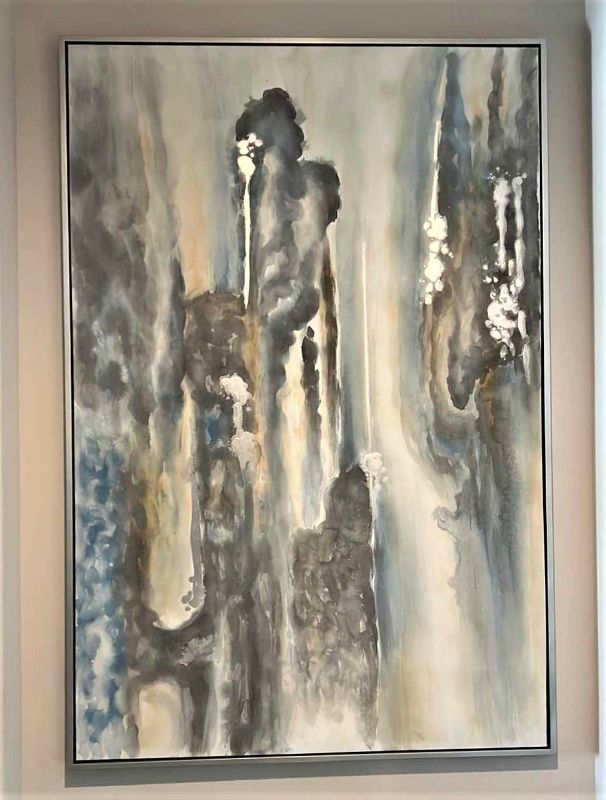 Photo 1 of SILVER FRAMED “ABSTRACT” CANVAS ARTWORK 50” x 74”