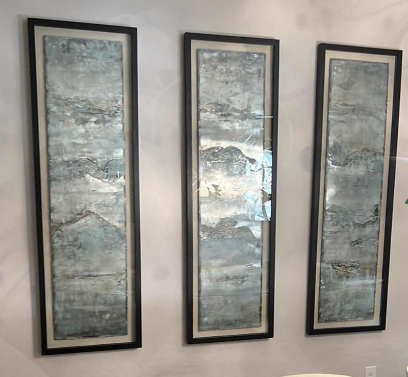 Photo 7 of SET OF 3-UTTERMOST OCEAN SWELL PAINTED METAL WALL ART (EACH PIECE 66” x 21”)