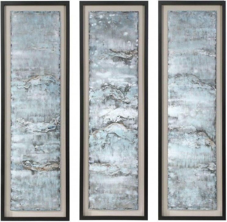 Photo 1 of SET OF 3-UTTERMOST OCEAN SWELL PAINTED METAL WALL ART (EACH PIECE 66” x 21”)