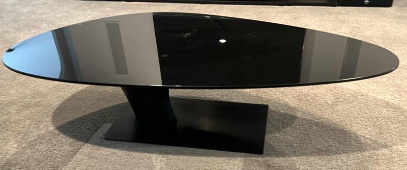 Photo 1 of ROCHE BOBLOIS BLACK GLASS OVAL SHAPED COFFEE TABLE 59” x 30” H17”