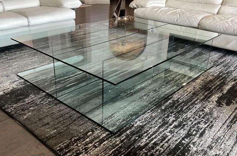 Photo 5 of DESIGNER HIGH-END HEAVY GLASS COFFEE TABLE 63” x 47” H14”