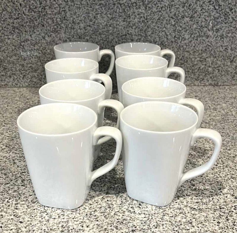 Photo 1 of 8-WHITE CERAMIC COFFEE MUGS