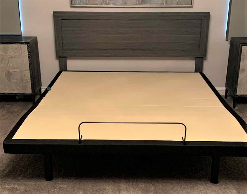 Photo 1 of KING GRAY WOOD TONE PLATFORM BED FRAME WITH HEADBOARD (NO MATTERESS)