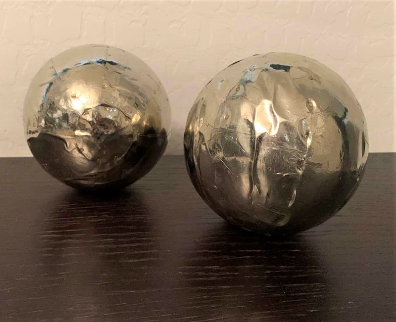 Photo 1 of 2-METAL WRAPPED DECOR SPHERES 5.5”