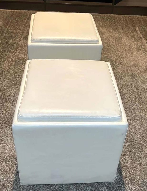 Photo 2 of 2-LEATHER CUBE STORAGE OTTOMANS 17.5” x 17.5” H17”