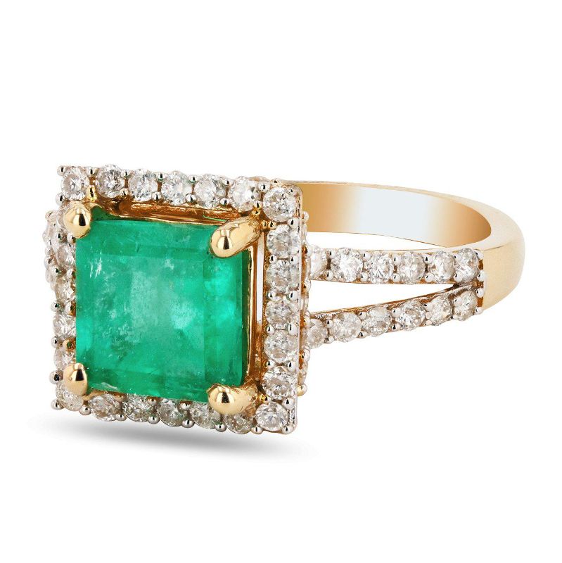 Photo 2 of 14K YELLOW GOLD 0.50ct EMERALD AND 0.42ctw DAIMOND RING W CERTIFIED APPRAISAL (APPROX SIZE 6.5)  RN021136
