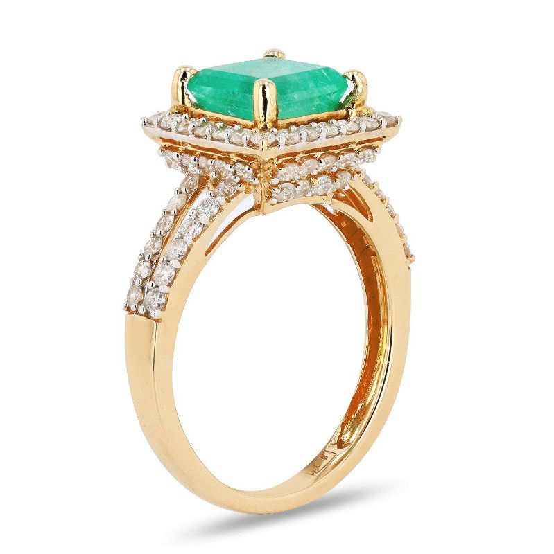 Photo 3 of 14K YELLOW GOLD 0.50ct EMERALD AND 0.42ctw DAIMOND RING W CERTIFIED APPRAISAL (APPROX SIZE 6.5)  RN021136
