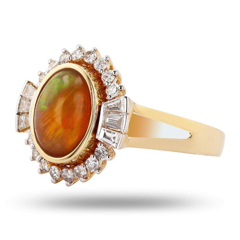 Photo 1 of 14K YELLOW GOLD 1.92ct OPAL AND 0.52ctw DIAMOND RING W CERTIFIED APPRAISAL (APPROX SIZE 6.5)   RN028280 