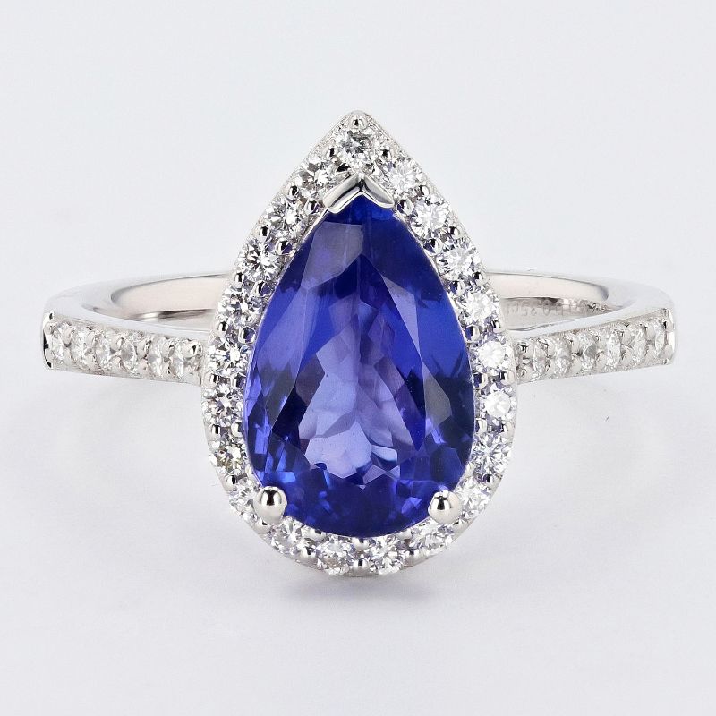 Photo 2 of  18K WHITE GOLD  2.46ct TANZANITE AND 0.35ctw DIAMOND RING W CERTIFIED APPRAISAL (APPROX. SIZE 6.5)   RN029772
