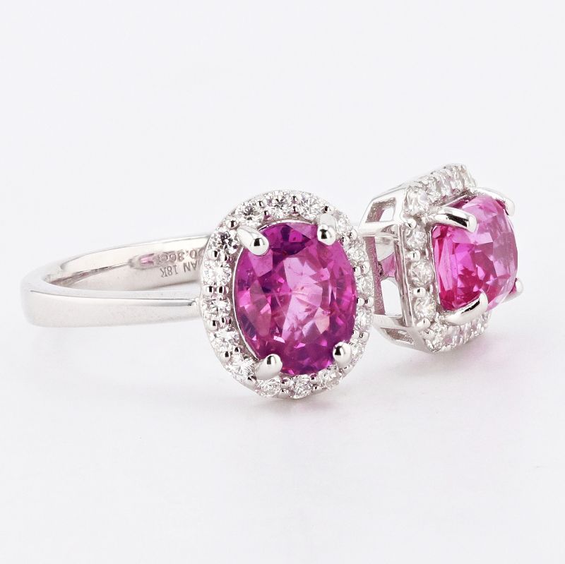 Photo 1 of  18K WHITE GOLD 2.73ctw PINK SAPPHIRE AND 0.36ctw DIAMOND RING W CERTIFIED APPRAISAL (APPROX. SIZE 6.5)  RN032576