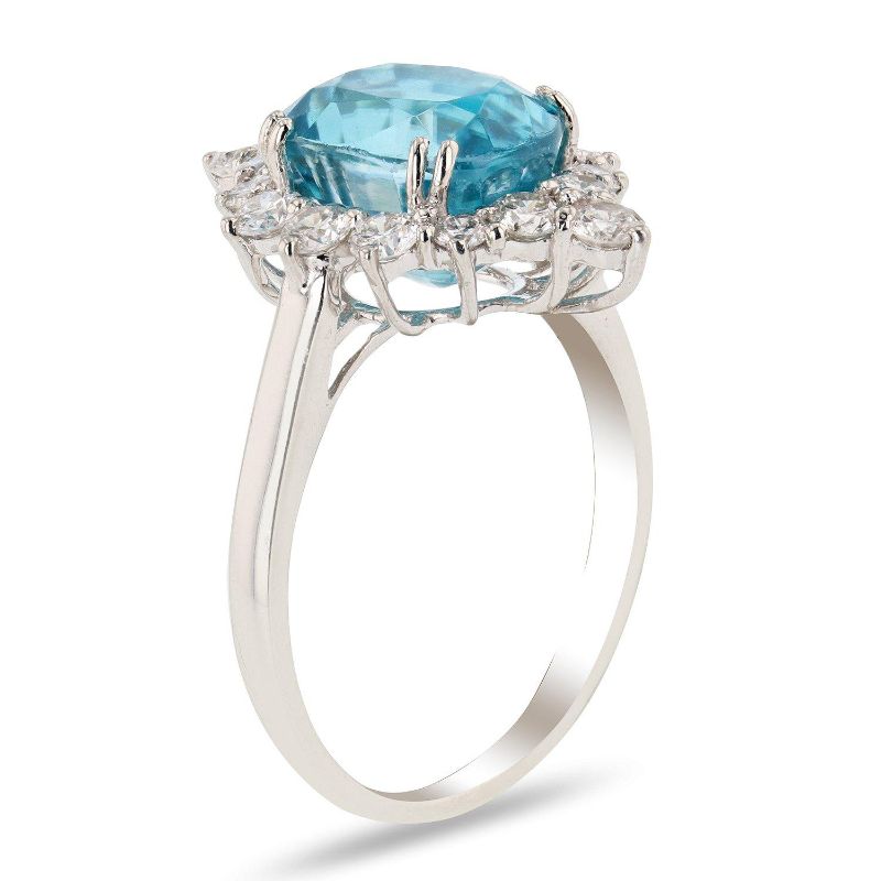 Photo 2 of PLATINUM 6.03ct BLUE ZIRCON AND 0.85ctw DIAMOND RING W CERTIFIED APPRAISAL (APPROX SIZE 6.5)  RN027430
