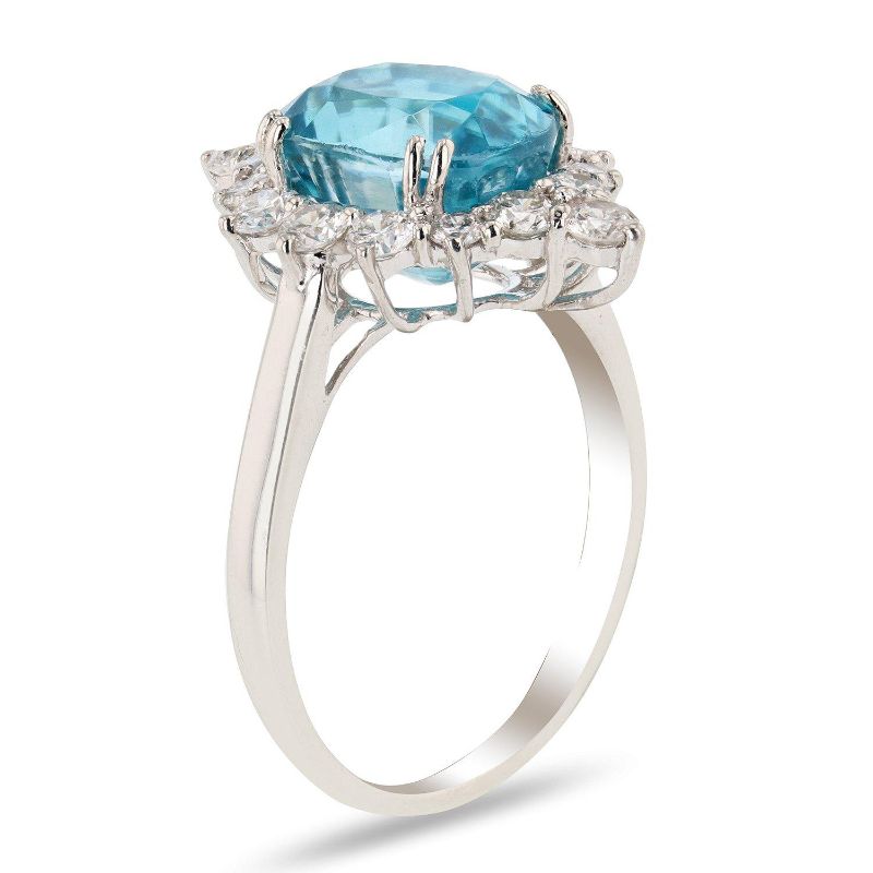 Photo 1 of PLATINUM 6.03ct BLUE ZIRCON AND 0.85ctw DIAMOND RING W CERTIFIED APPRAISAL (APPROX SIZE 6.5)  RN027430

