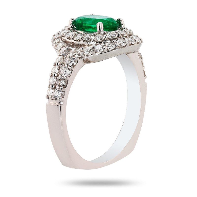 Photo 2 of 18K WHITE GOLD 1.20ct EMERALD AND 0.99ctw DAIMOND RING W CERTIFIED APPRAISAL (APPROX SIZE 6.5)  RN027991