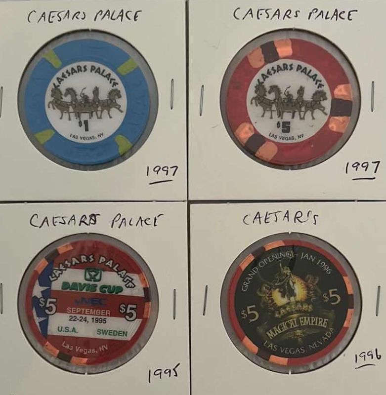 Photo 1 of 4- 1990’S CAESARS PLACE CASINO CHIPS