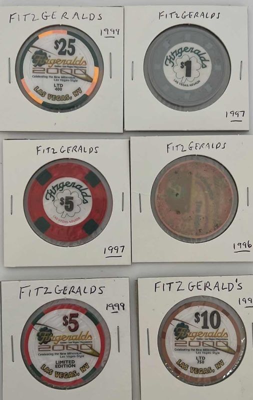 Photo 1 of 6-VINTAGE FITZGERALD CASINO CHIPS