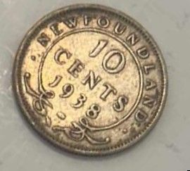 Photo 1 of 1938 ANTIQUE NEW FOUNDLAND  10 CENT COIN