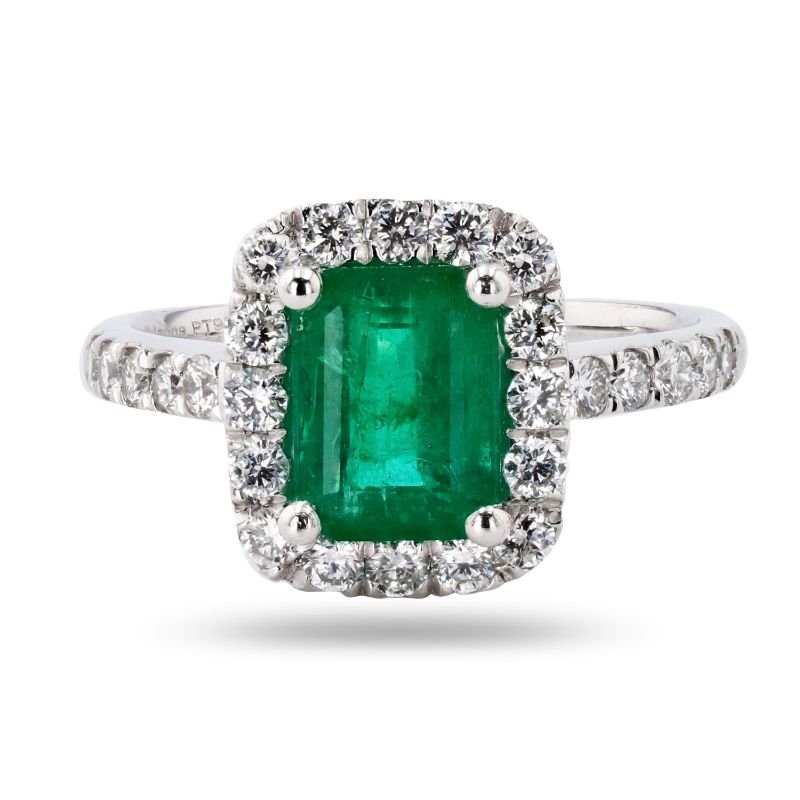 Photo 1 of PLATINUM 1.85ct EMERALD AND 0.66ctw DIAMOND RING W CERTIFIED MSRP APPRAISAL (APPROX. SIZE 6.5) RN028462