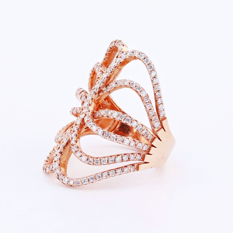Photo 1 of 14K ROSE GOLD 1.35ctw DIAMOND RING W. CERTIFIED MSRP APPRAISAL (APPROX. SIZE 6.5)  RN024427