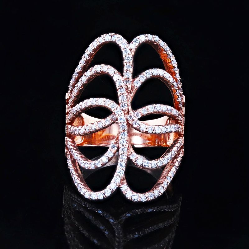 Photo 1 of 14K ROSE GOLD 1.35ctw DIAMOND RING W. CERTIFIED MSRP APPRAISAL (APPROX. SIZE 6.5)  RN024427