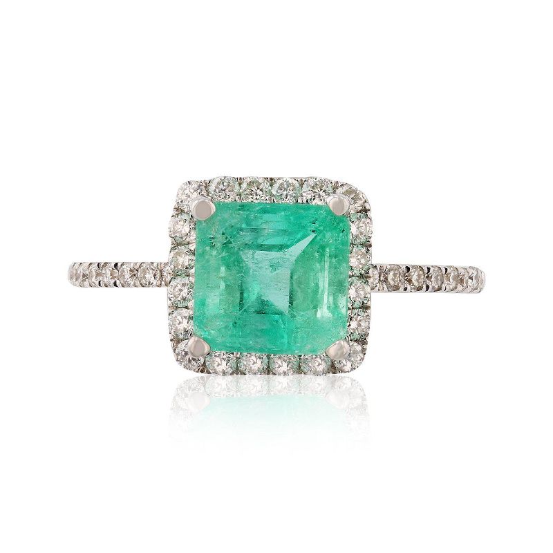 Photo 2 of 18K WHITE GOLD 1.77ct EMERALD AND 0.43ctw DIAMOND RING W. CERTIFIED MSRP APPRAISAL (APPROX SIZE 6.5) RN021060
