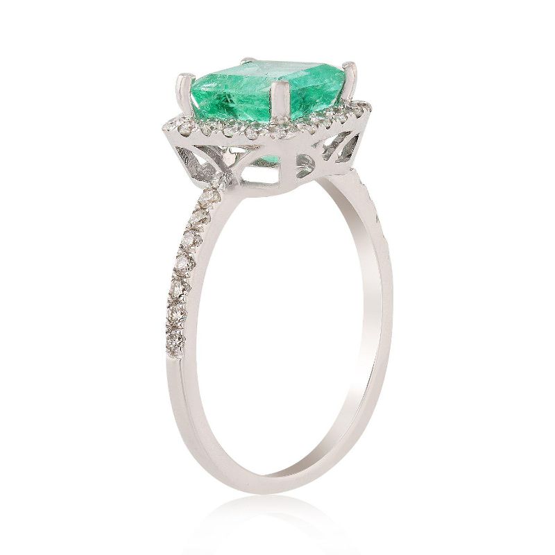 Photo 3 of 18K WHITE GOLD 1.77ct EMERALD AND 0.43ctw DIAMOND RING W. CERTIFIED MSRP APPRAISAL (APPROX SIZE 6.5) RN021060
